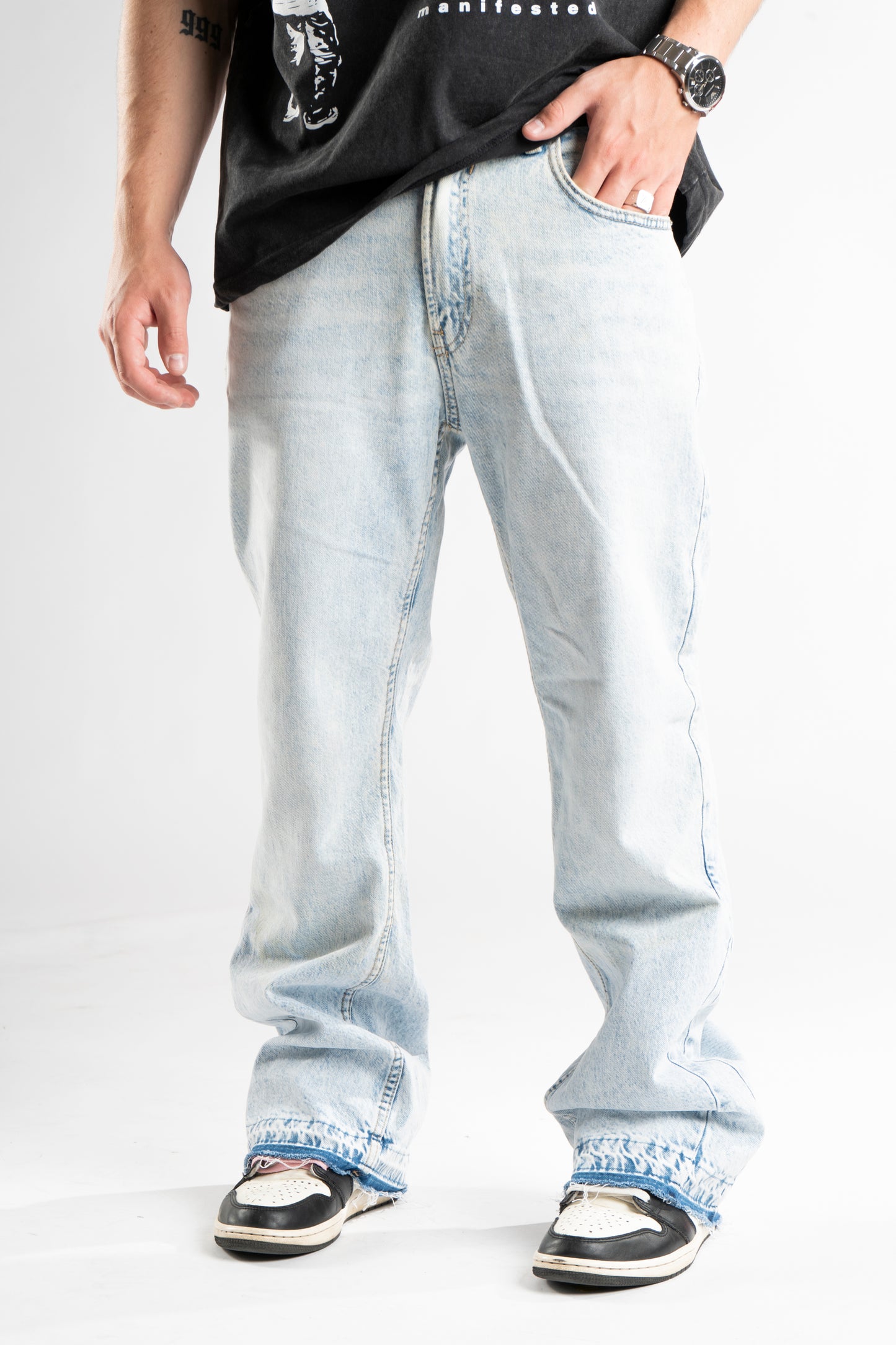 CUSTOM BLUE FLARED JEANS