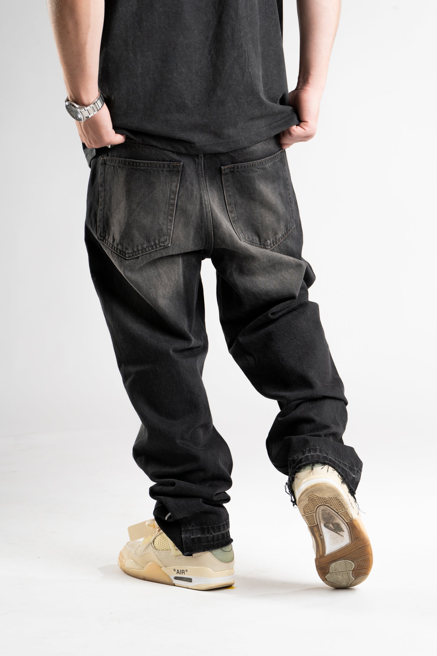CUSTOM LEATHER TRIBAL FLARED JEANS