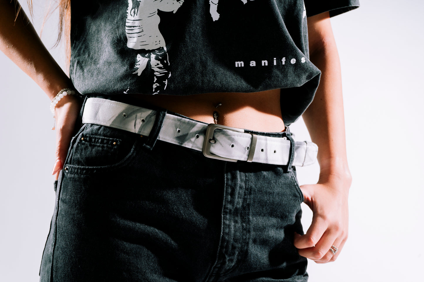 CUSTOM WHITE MARBLE BELT