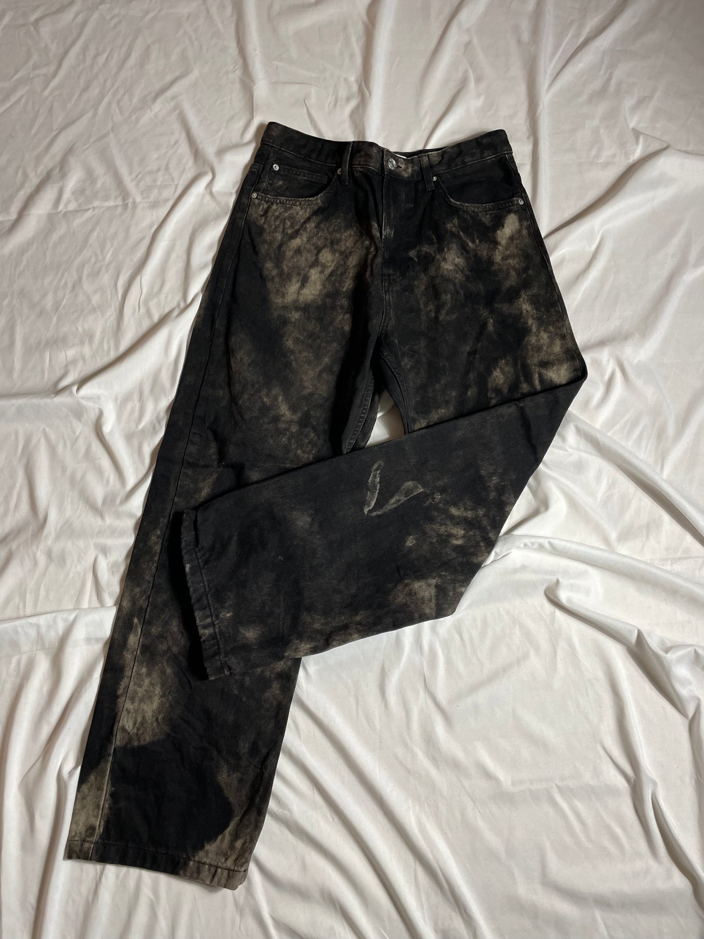 CUSTOM BLEACHED BLACK JEANS