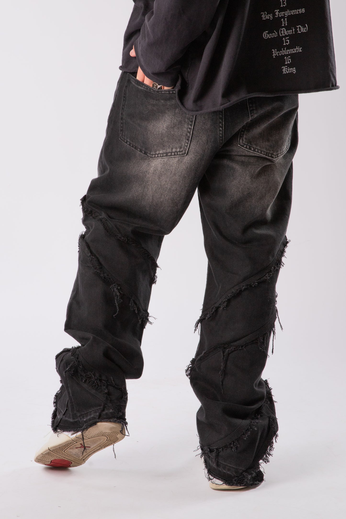CUSTOM DISTRESSED FLARED JEANS