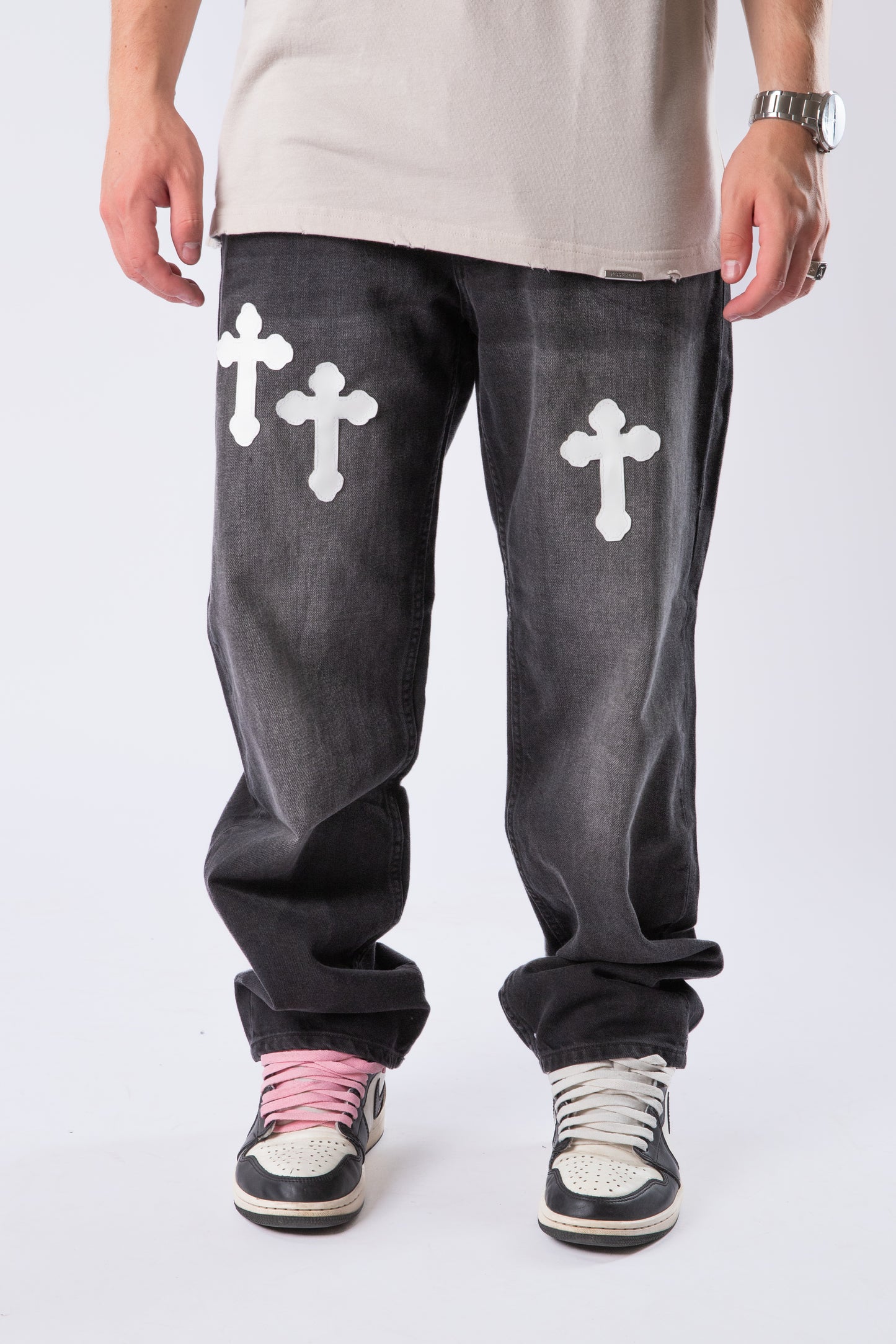 CUSTOM BLACK CROSS JEANS