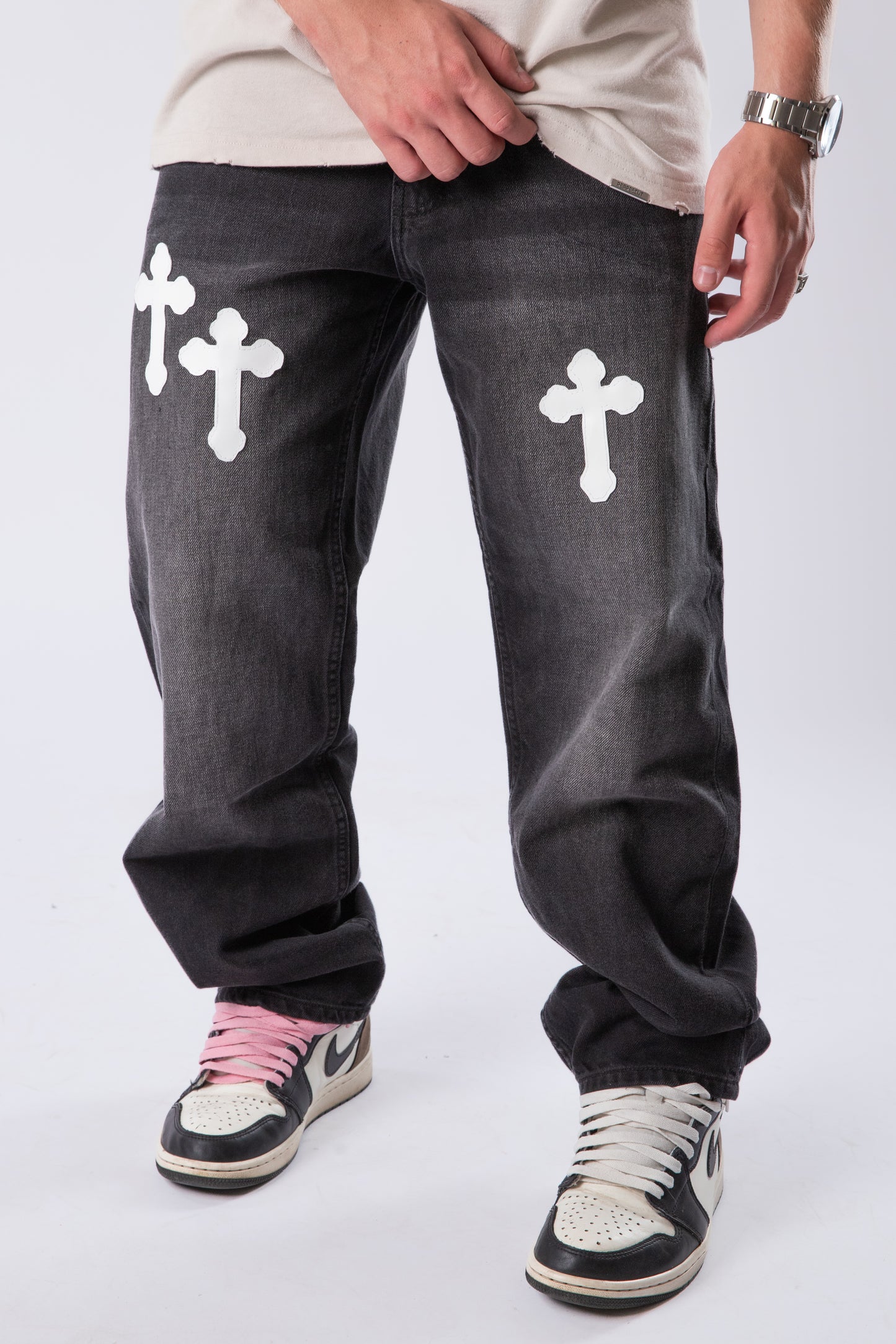 CUSTOM BLACK CROSS JEANS