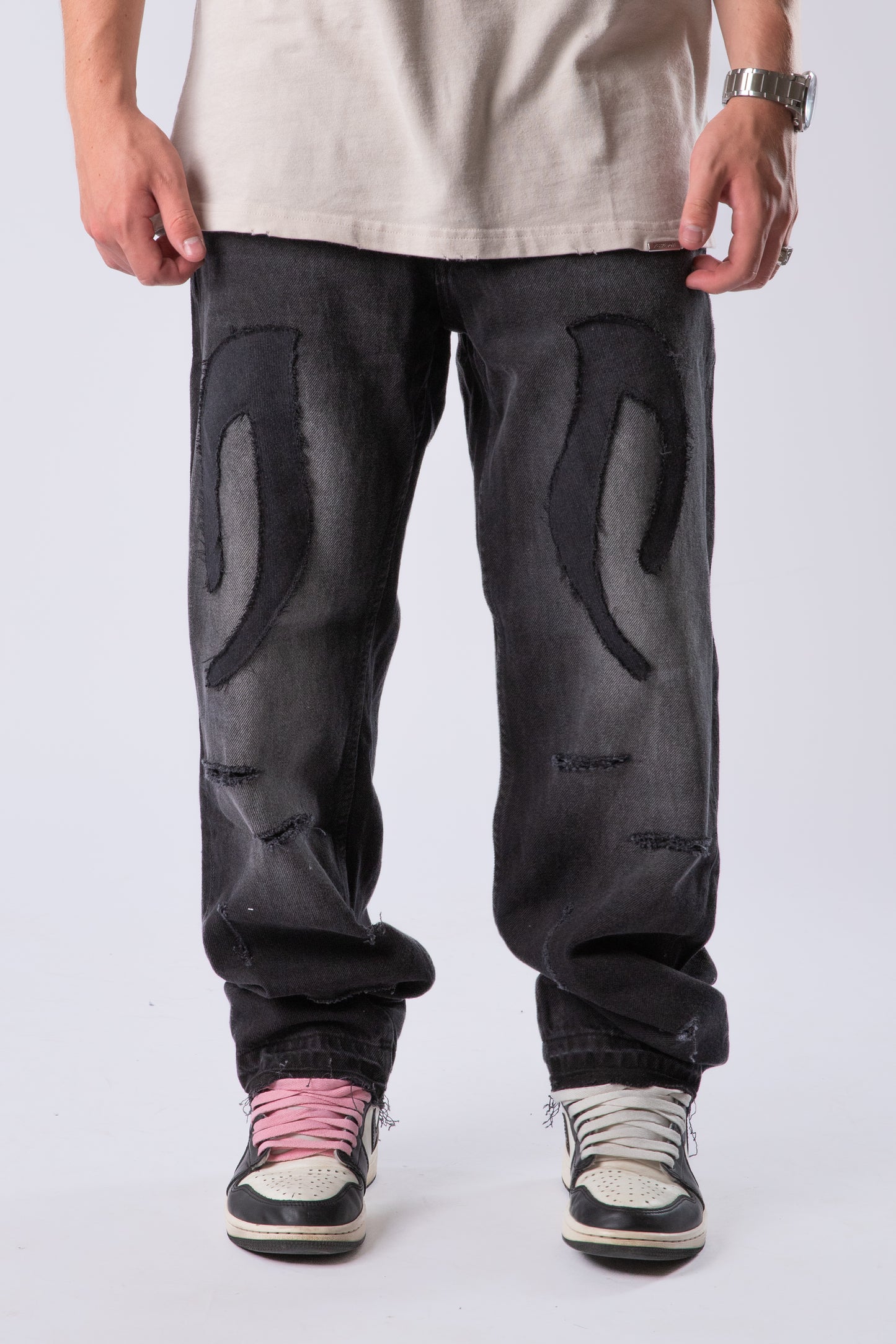CUSTOM DISTRESSED TRIBAL JEANS 1