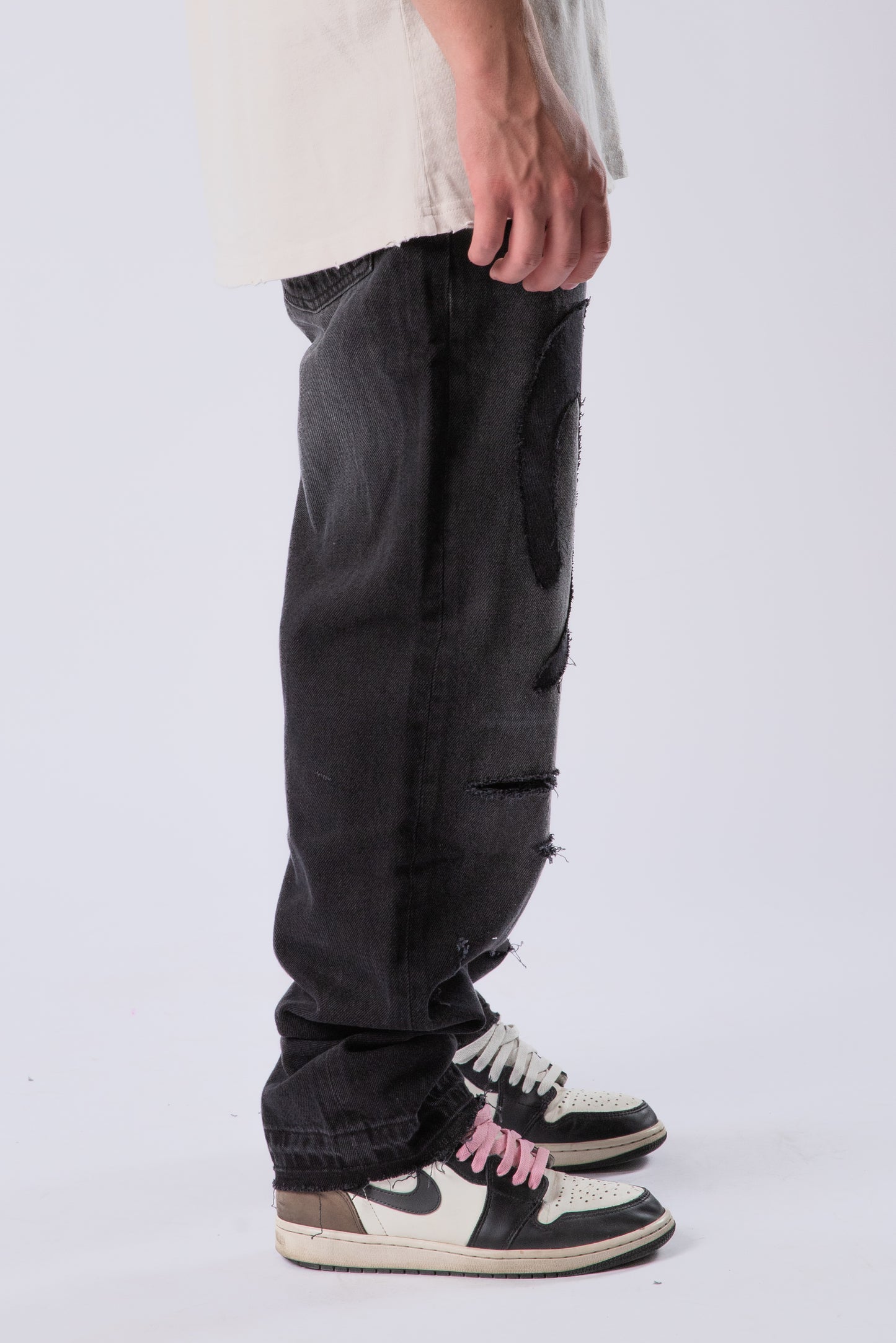 CUSTOM DISTRESSED TRIBAL JEANS 1