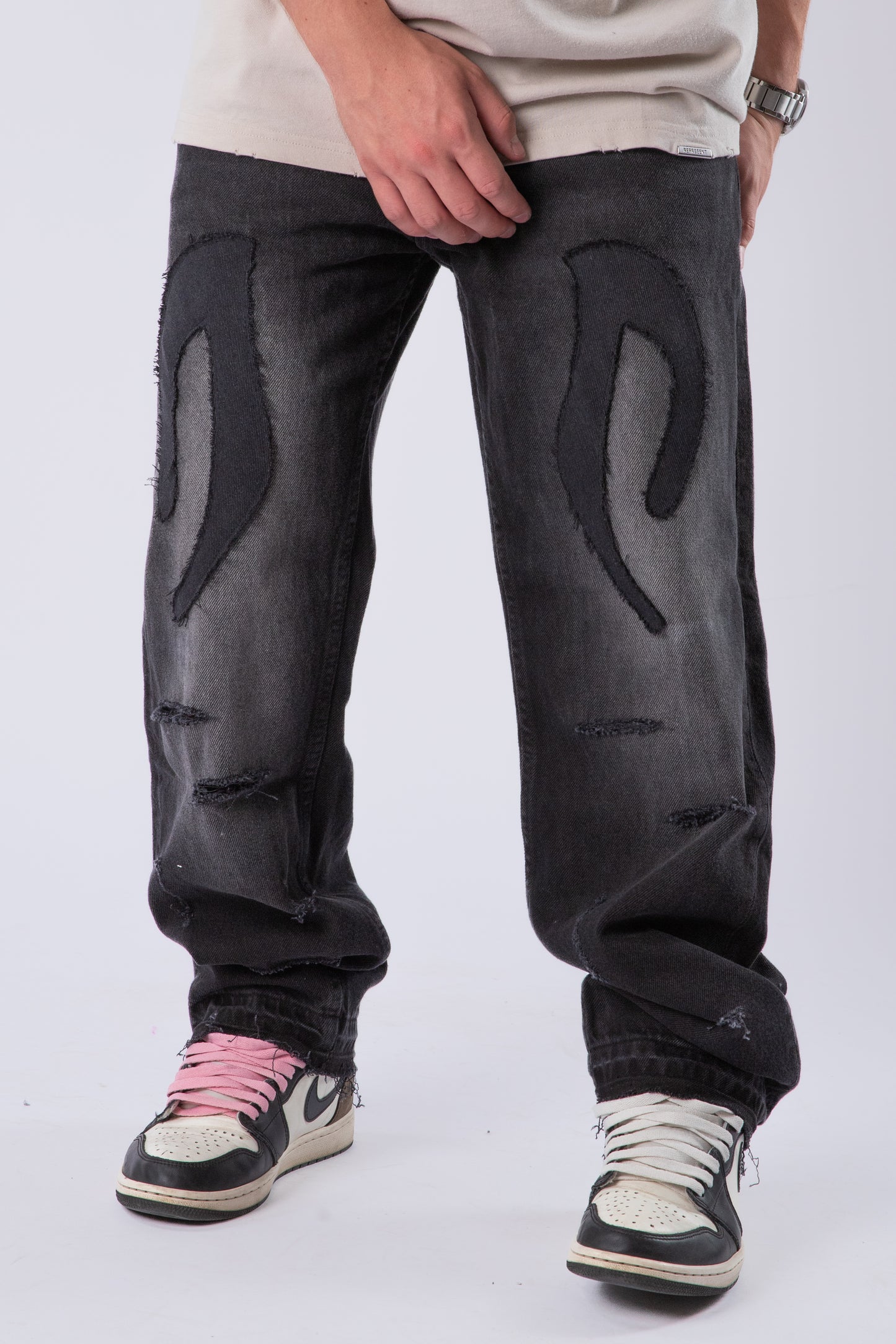 CUSTOM DISTRESSED TRIBAL JEANS 1