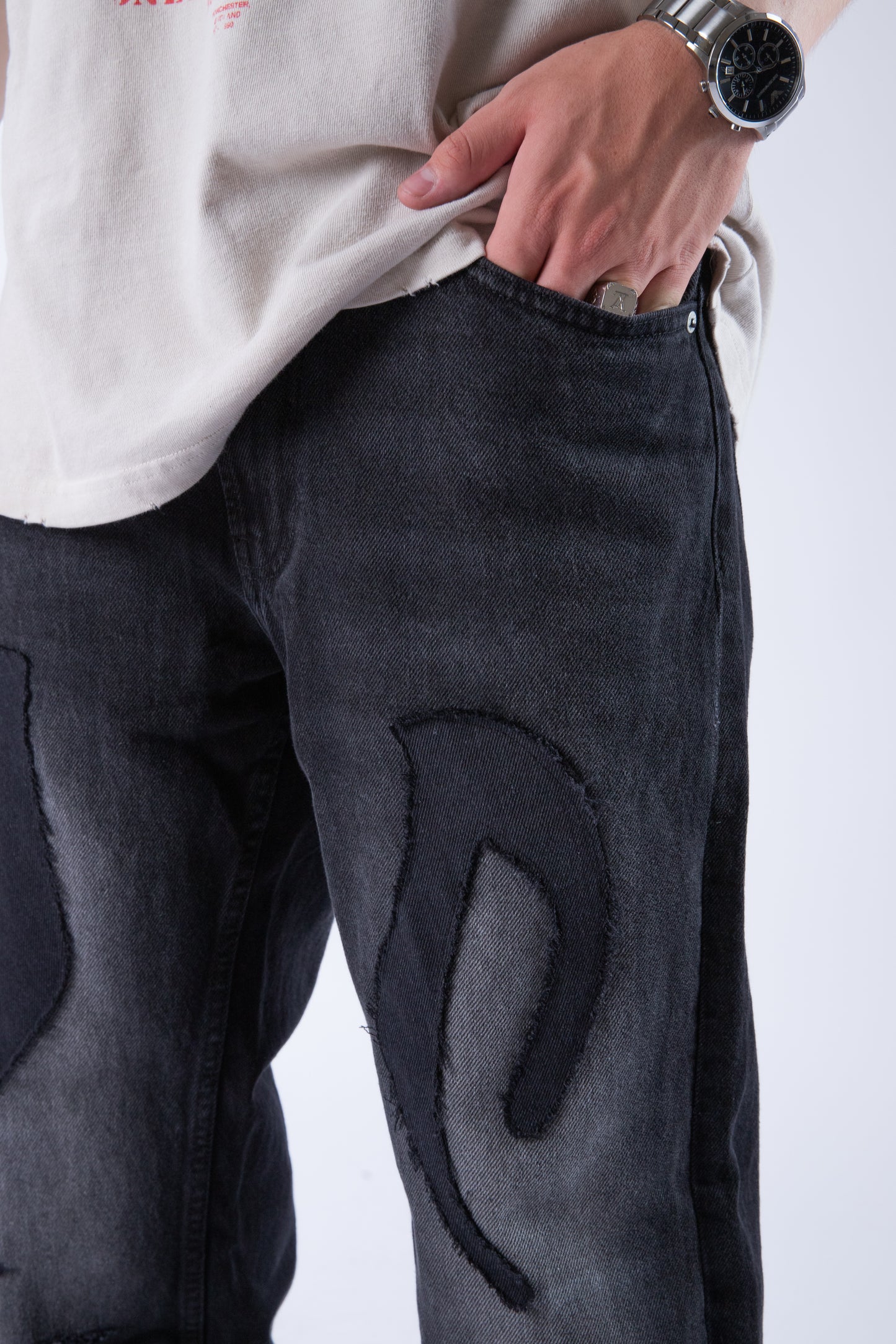 CUSTOM DISTRESSED TRIBAL JEANS 1