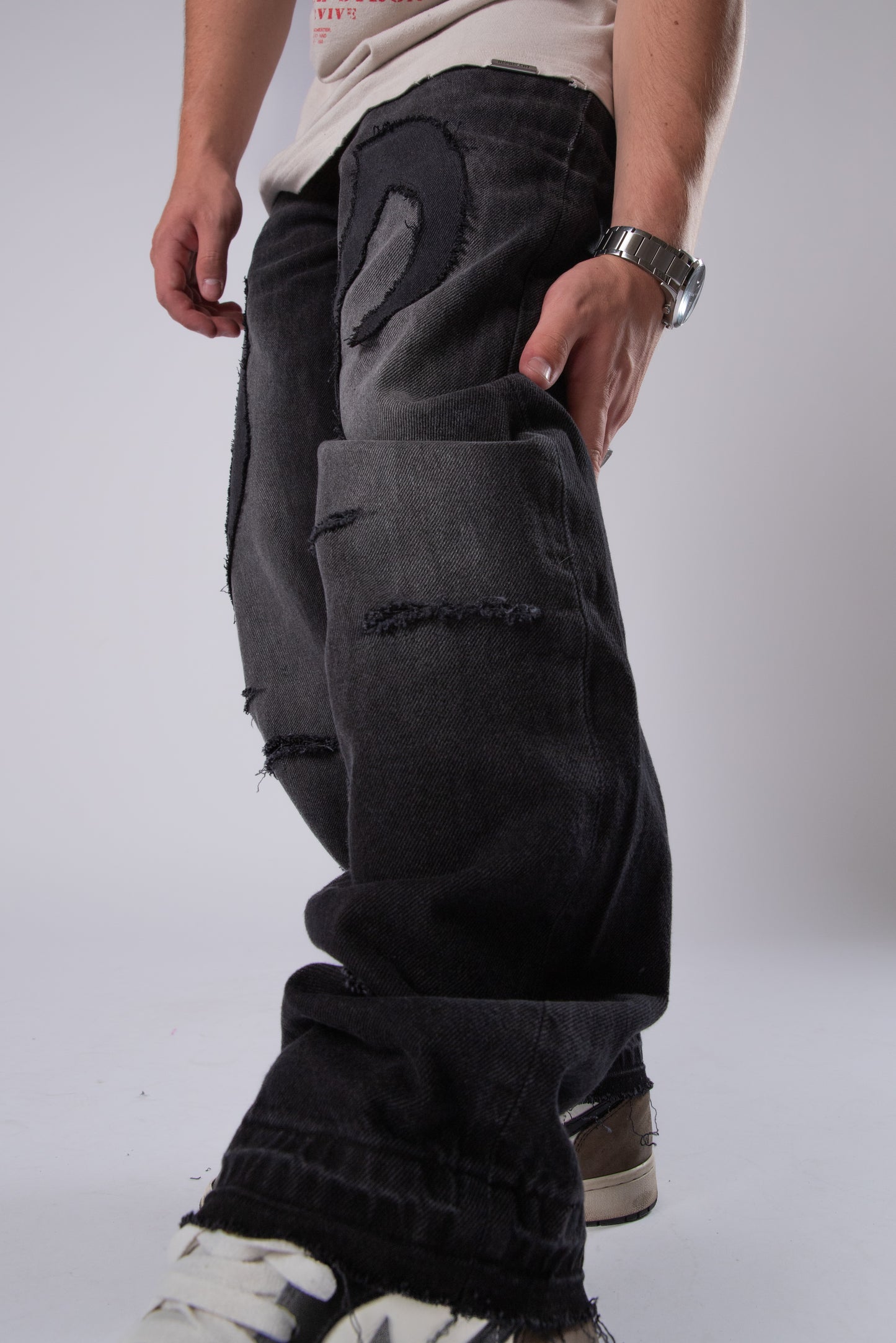 CUSTOM DISTRESSED TRIBAL JEANS 1