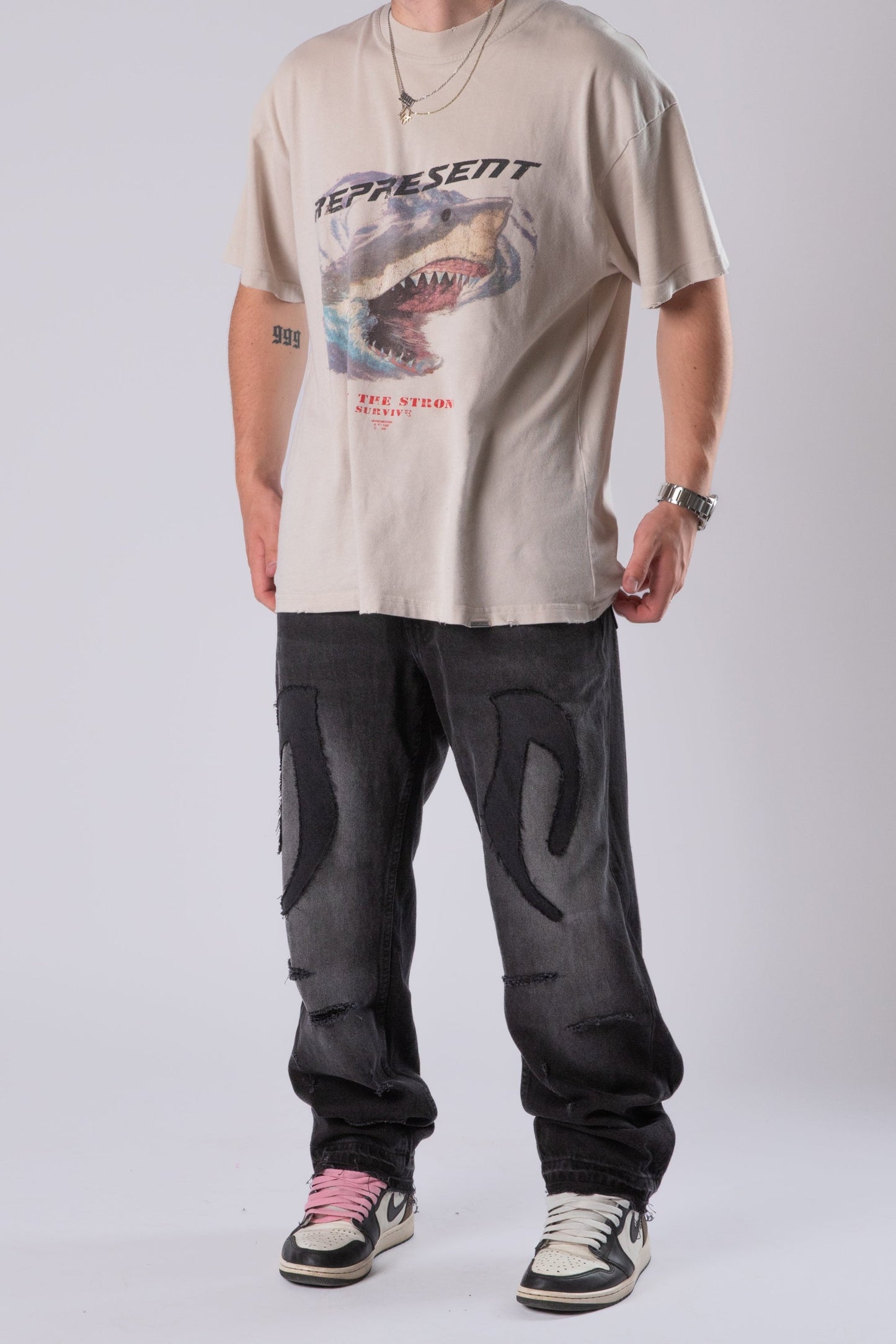 CUSTOM DISTRESSED TRIBAL JEANS 1