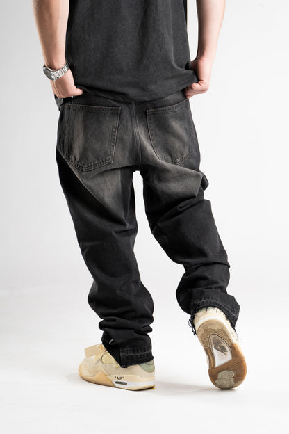 CUSTOM LEATHER TRIBAL FLARED JEANS