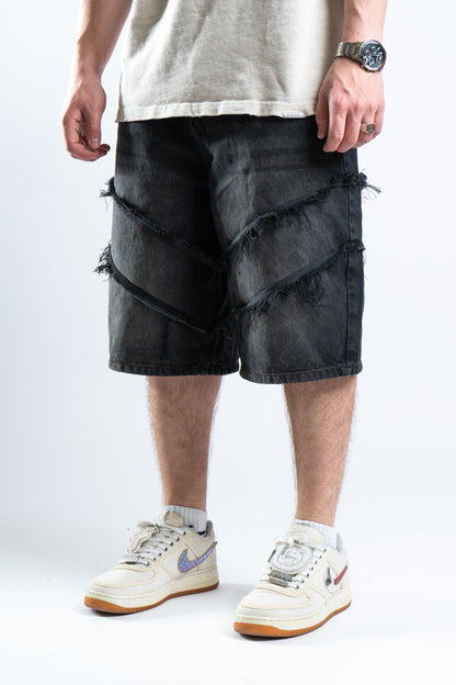 DISTRESSED BLACK SHORTS 1
