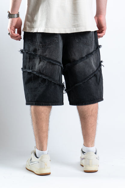 DISTRESSED BLACK SHORTS 1
