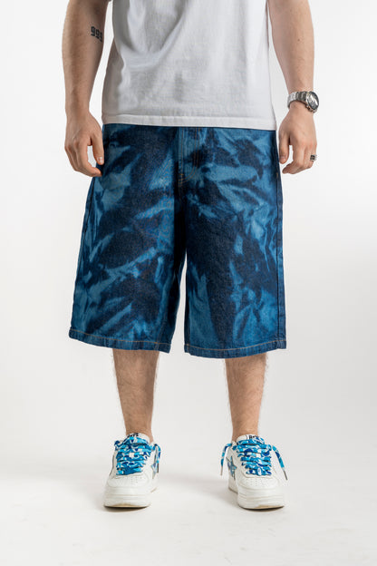 BAGGY BLEACHED BLUE SHORTS