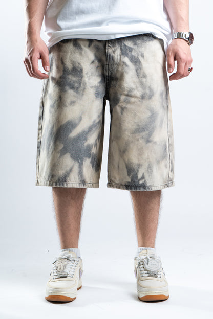BAGGY BLEACHED GREY SHORTS