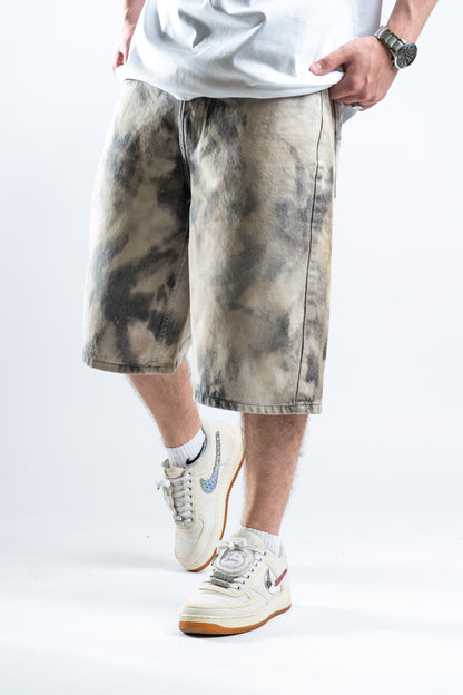 BAGGY BLEACHED GREY SHORTS