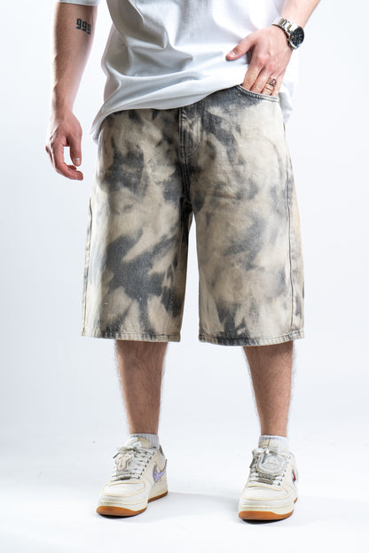 BAGGY BLEACHED GREY SHORTS
