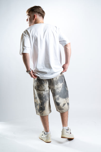 BAGGY BLEACHED GREY SHORTS