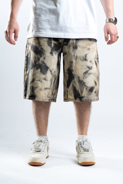 BAGGY BLEACHED BLACK SHORTS