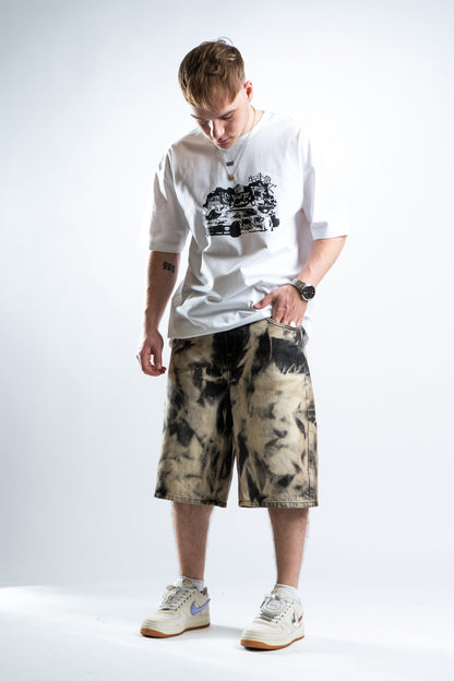 BAGGY BLEACHED BLACK SHORTS