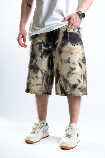 BAGGY BLEACHED BLACK SHORTS