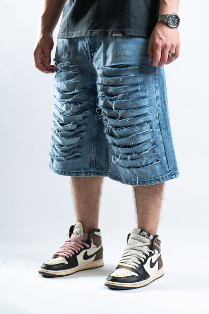 CUSTOM DISTRESSED BLUE SHORTS