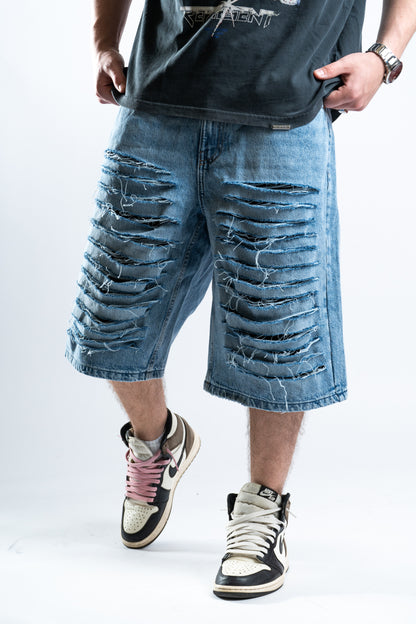 CUSTOM DISTRESSED BLUE SHORTS