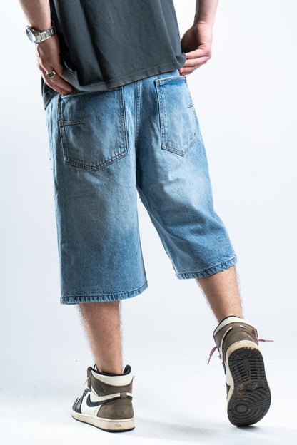 CUSTOM DISTRESSED BLUE SHORTS