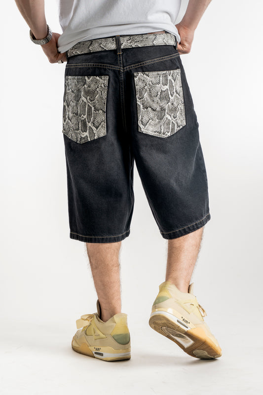 BAGGY WHITE SNAKE SHORTS