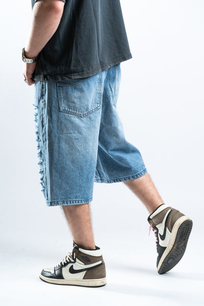 CUSTOM DISTRESSED BLUE SHORTS