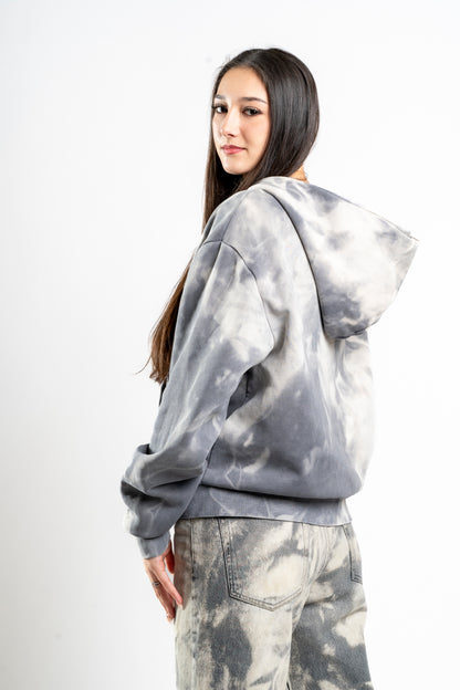BLEACHED ZIPPER HOODIE
