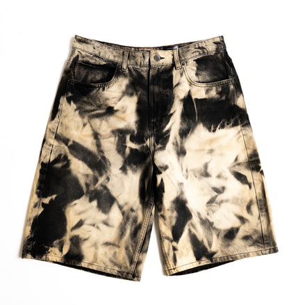 BAGGY BLEACHED BLACK SHORTS