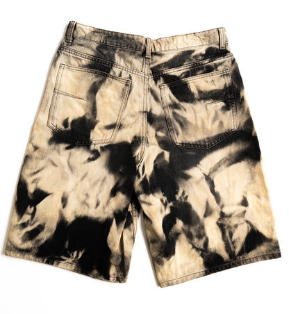 BAGGY BLEACHED BLACK SHORTS