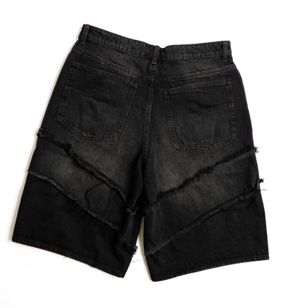 DISTRESSED BLACK SHORTS 1