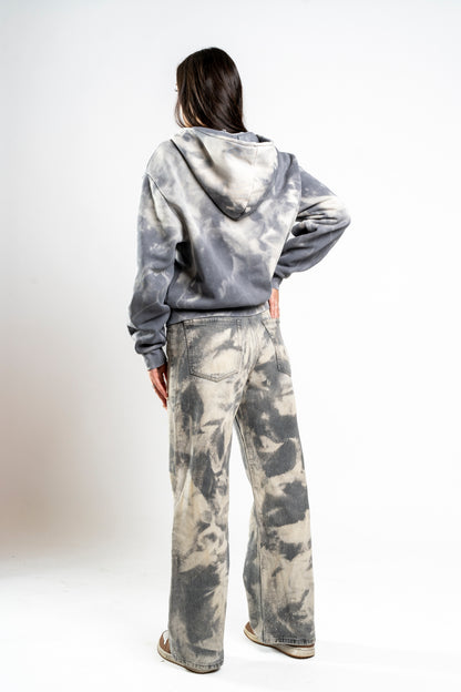 BLEACHED ZIPPER HOODIE