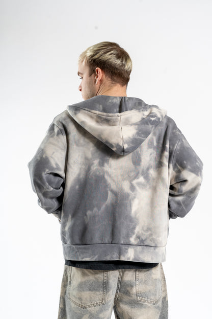 BLEACHED ZIPPER HOODIE