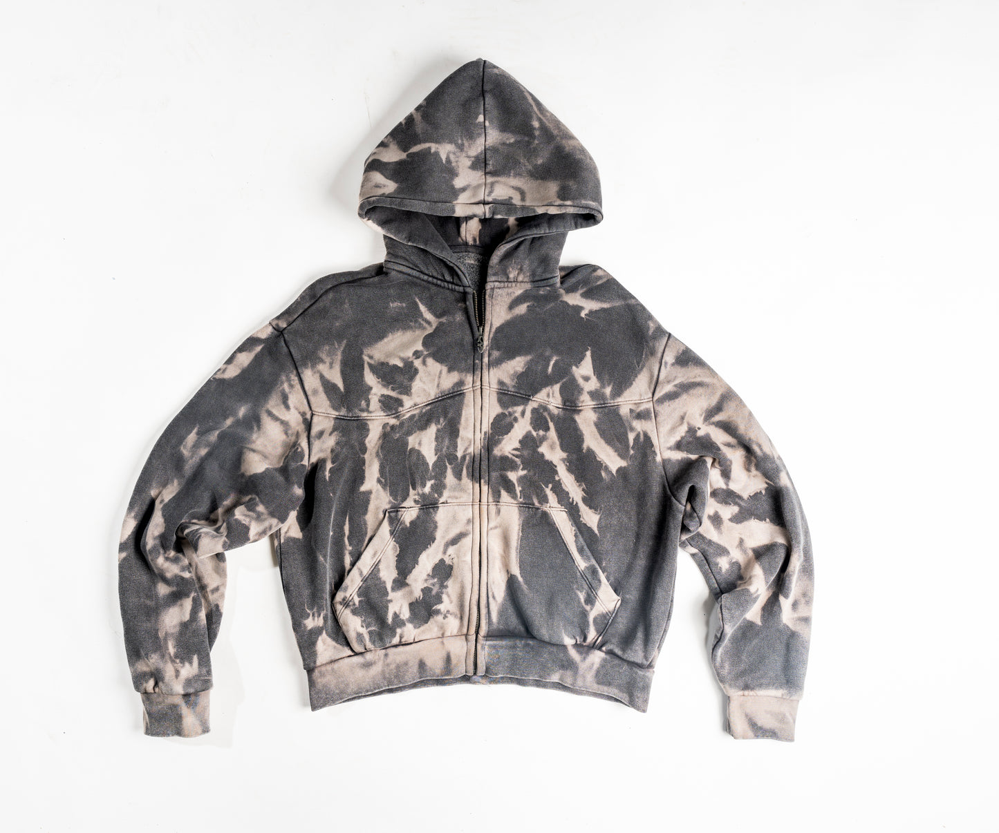BLEACHED BLACK ZIPPER HOODIE