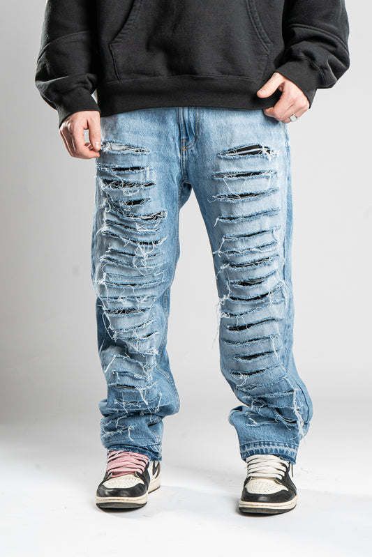 CUSTOM DISTRESSED BLUE JEANS