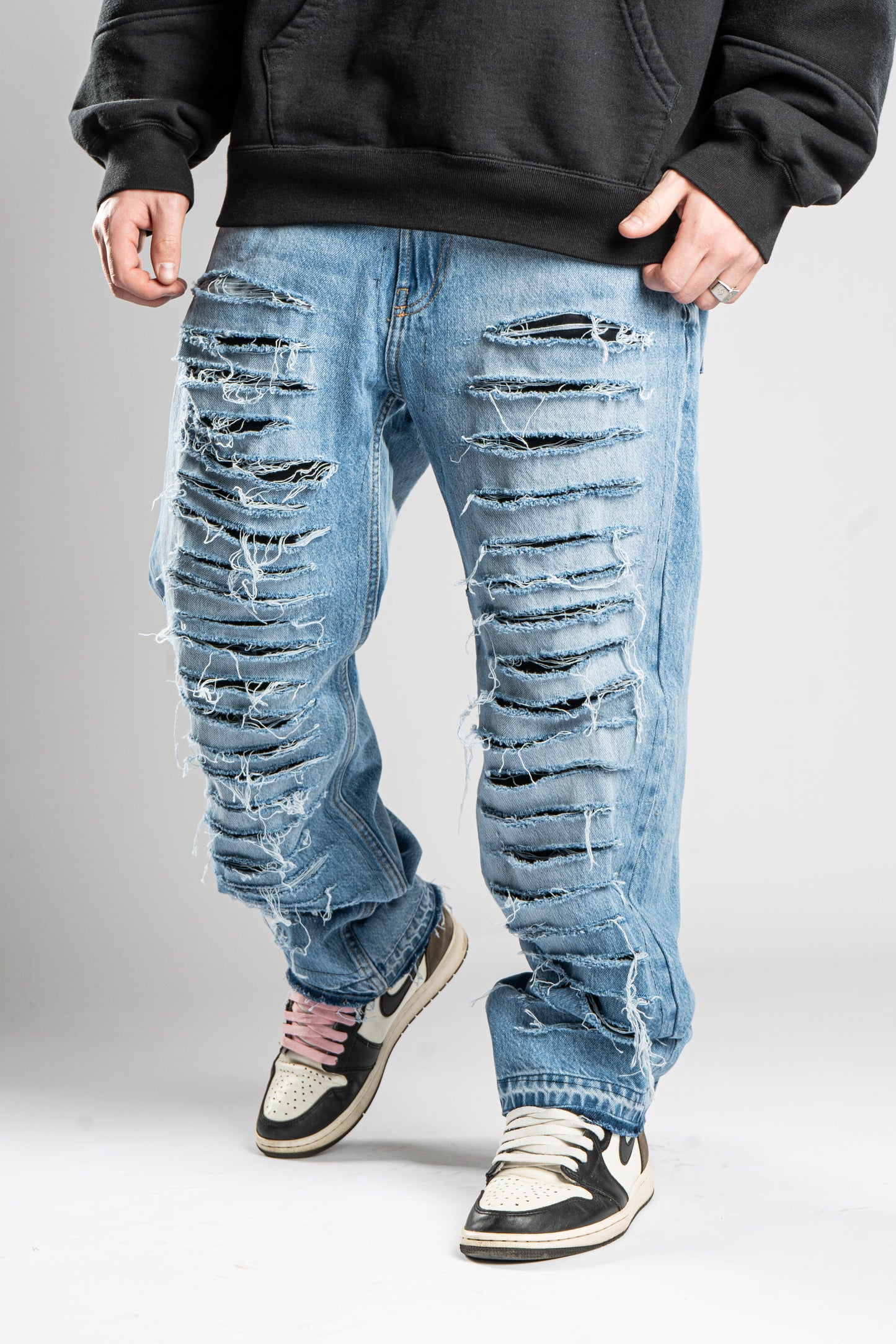 CUSTOM DISTRESSED BLUE JEANS