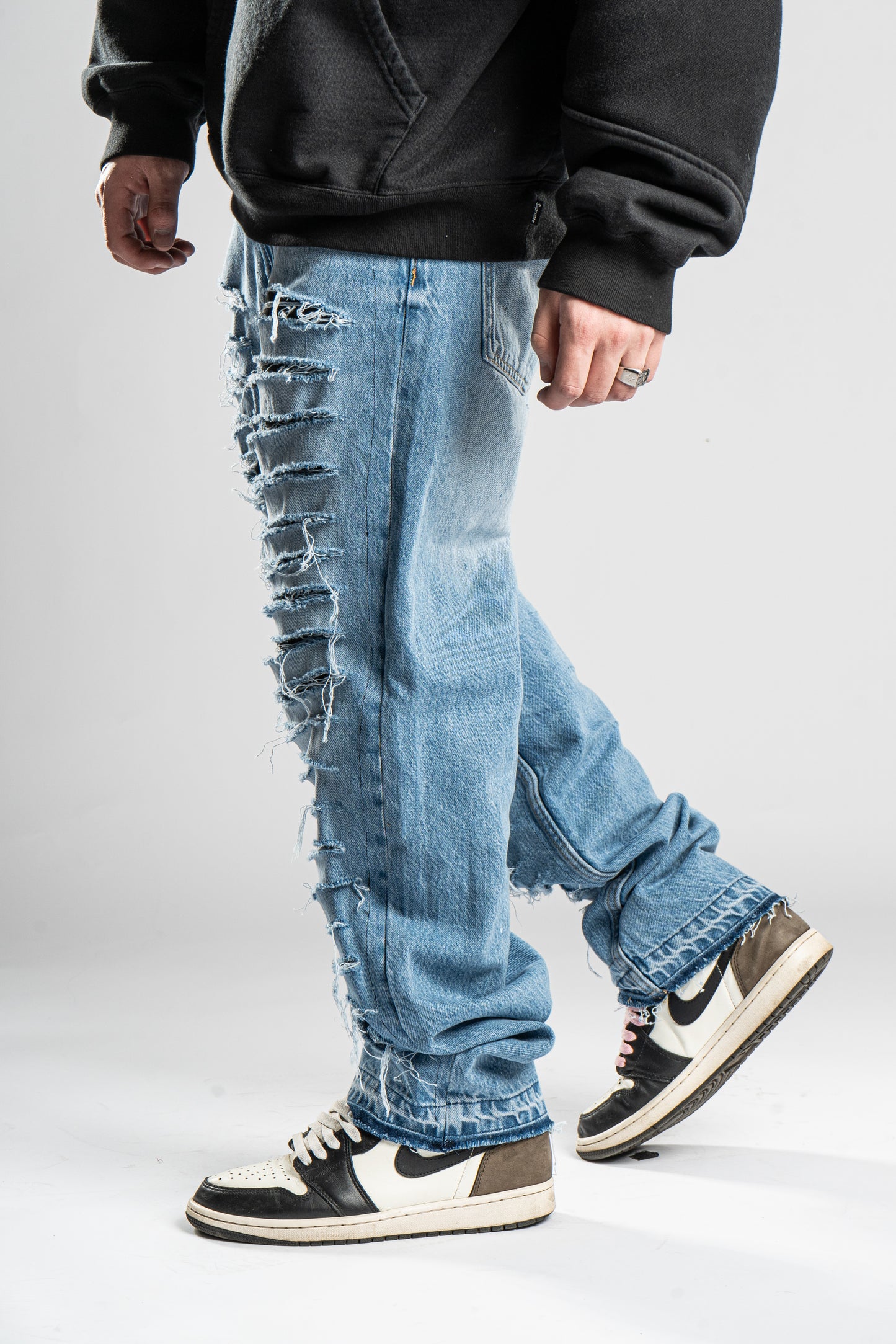 CUSTOM DISTRESSED BLUE JEANS