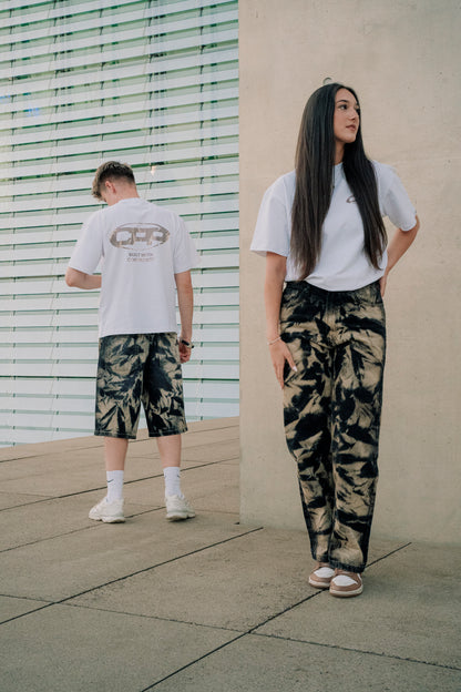 BAGGY BLEACHED BLACK SHORTS
