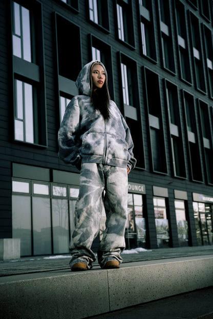 BLEACHED ZIPPER HOODIE