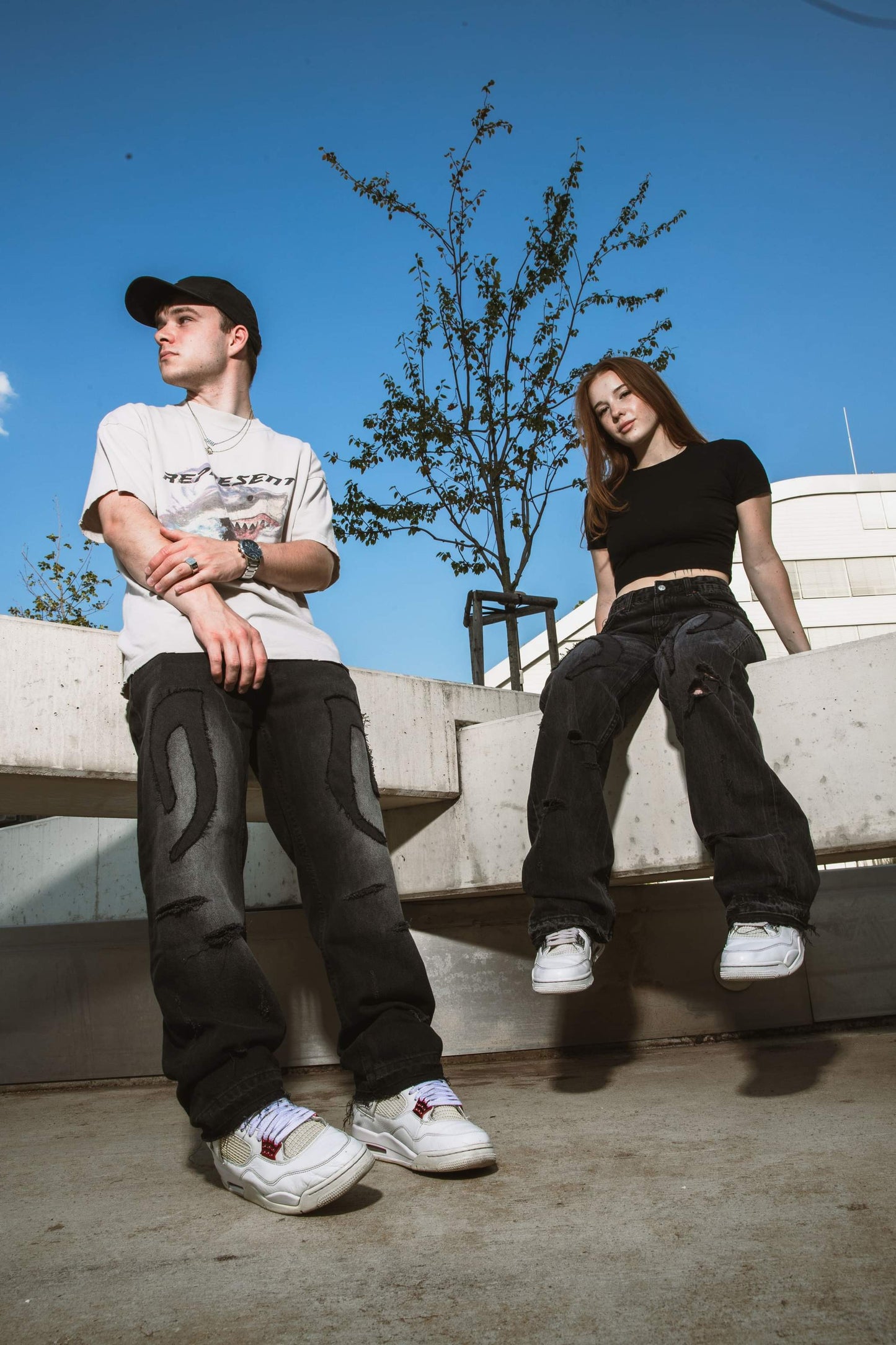 CUSTOM DISTRESSED TRIBAL JEANS