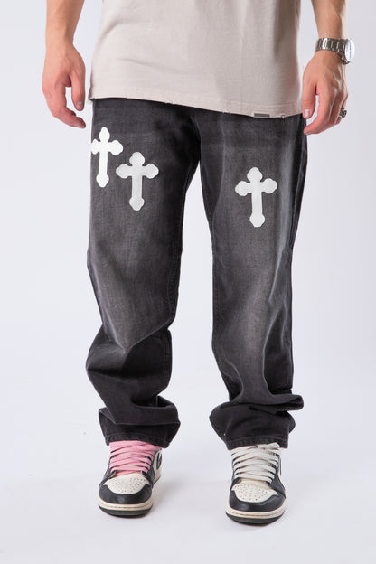 CUSTOM CROSS BLACK JEANS