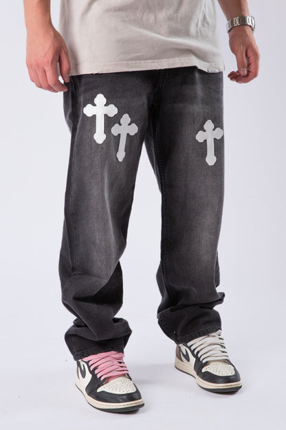 CUSTOM BLACK CROSS JEANS