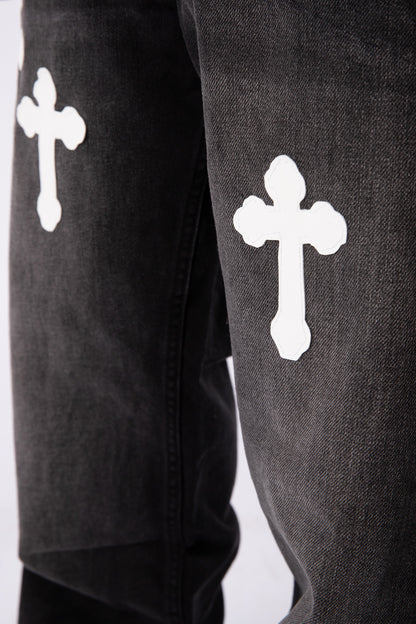 CUSTOM BLACK CROSS JEANS