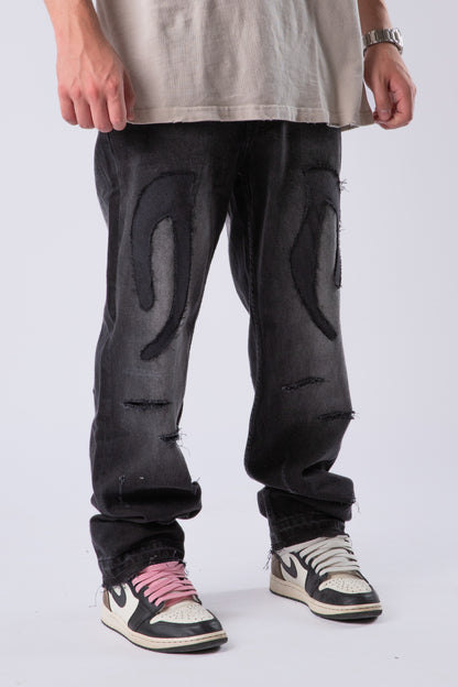 CUSTOM DISTRESSED TRIBAL JEANS 1