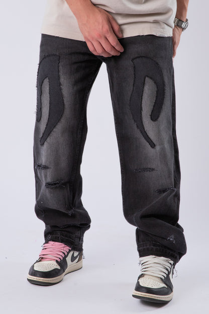 CUSTOM DISTRESSED TRIBAL JEANS 1